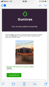 Gumtree Ad Zelt